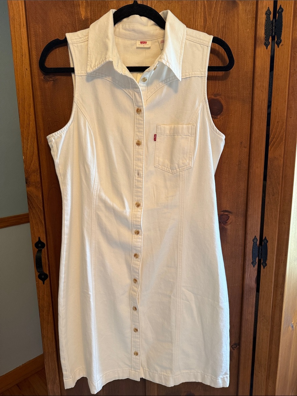 NWT Levi's Cream Sleeveless Button-Front Mini Dress